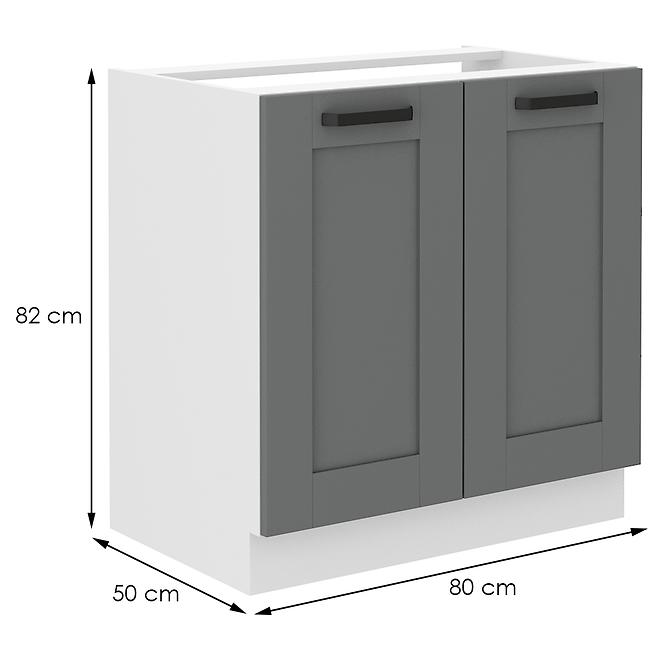Luna 80ZL 2F BB kuhinjski element za sudoper 2 vrata 80x52x82 cm tamno siva/ bijela