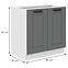 Luna 80D 2F BB kuhinjski element 2 vrata 80x52x82 cm tamno siva/ bijela,2