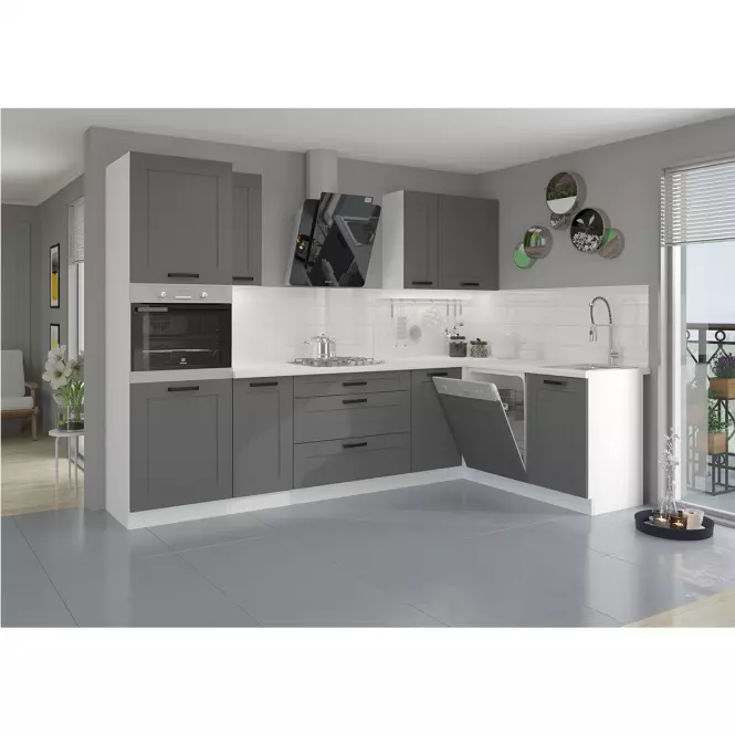 Luna 80D 2F BB kuhinjski element 2 vrata 80x52x82 cm tamno siva/ bijela,6