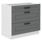 Luna 80D 3S BB kuhinjski element 3 ladice 80x52x82 cm tamno siva/bijela