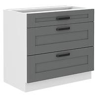 Luna 80D 3S BB kuhinjski element 3 ladice 80x52x82 cm tamno siva/bijela