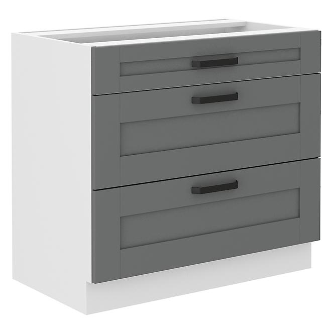 Luna 80D 3S BB kuhinjski element 3 ladice 80x52x82 cm tamno siva/bijela