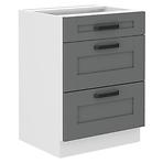 Luna 60D 3S BB kuhinjski element 3 ladice 60x52x82 cm tamno siva/bijela