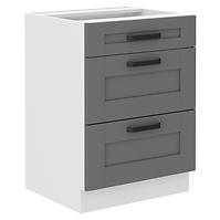 Luna 60D 3S BB kuhinjski element 3 ladice 60x52x82 cm tamno siva/bijela