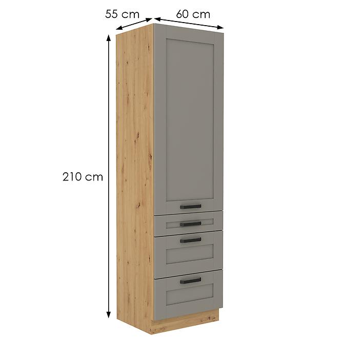 Luna 60DKS-210 3S 1F kuhinjski element 1 vrata + 3 ladice 60x55x210 cm siva/natur (artisan hrast)