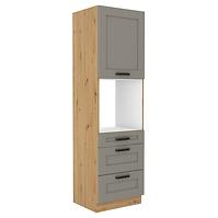Luna 60DPS-210 3S 1F kuhinjski element 1 vrata + 3 ladice 60x55x210 cm siva/natur (artsan hrast)