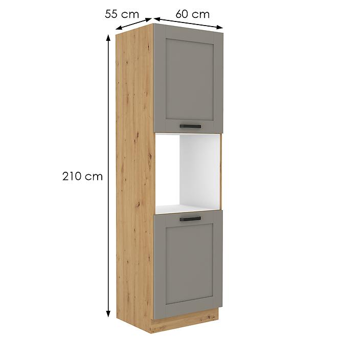Luna 60DP-210 2F ormarić kuhinjski 2 vrata 60x55x210 cm siva/natur (artisan hrast)