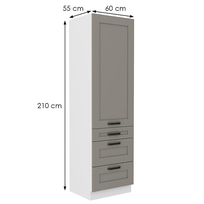 Luna 60DKS-210 3S 1F kuhinjski element 1 vrata + 3 ladice 60x55x210 cm siva/bijela