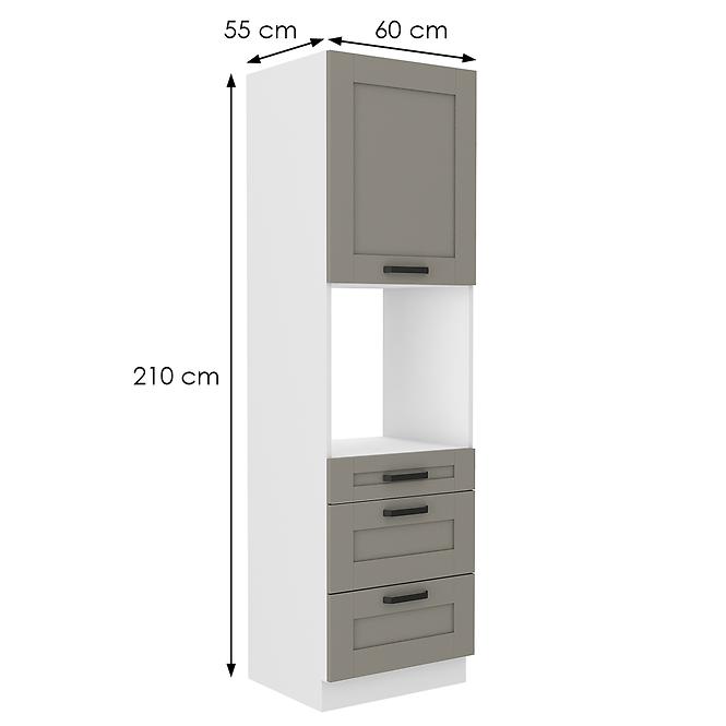 Luna 60DPS-210 3S 1F kuhinjski element 1 vrata + 3 ladice 60x55x210 cm siva/bijela