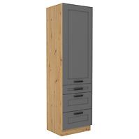 Luna 60DKS-210 3S 1F kuhinjski element 1 vrata + 3 ladice 60x55x210 cm tamno siva/natur (artisan hrast)
