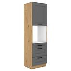 Luna 60DPS-210 3S 1F kuhinjski element 1 vrata + 3 ladice 60x55x210 cm tamno siva/natur (artsan hrast)
