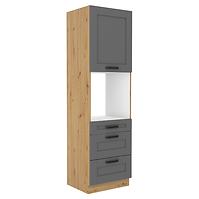 Luna 60DPS-210 3S 1F kuhinjski element 1 vrata + 3 ladice 60x55x210 cm tamno siva/natur (artsan hrast)
