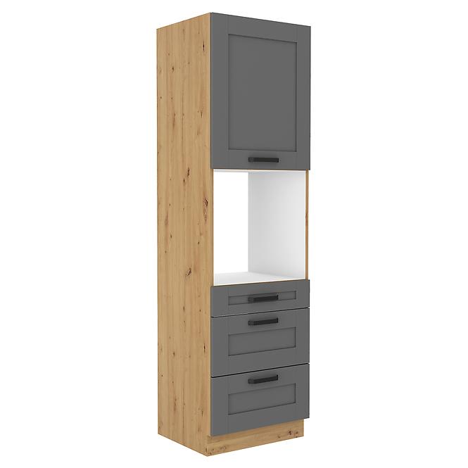 Luna 60DPS-210 3S 1F kuhinjski element 1 vrata + 3 ladice 60x55x210 cm tamno siva/natur (artsan hrast)