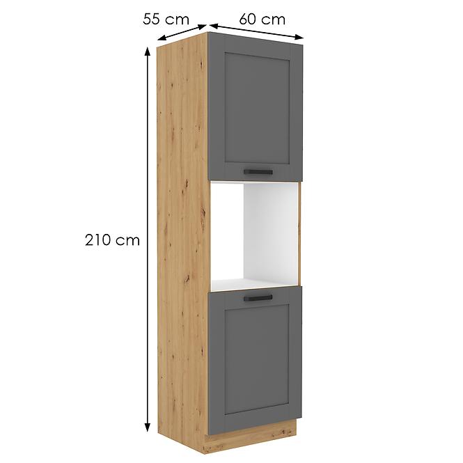 Luna 60DP-210 2F kuhinjski element 2 vrata 60x55x210 cm tamno siva/natur (artisan hrast)