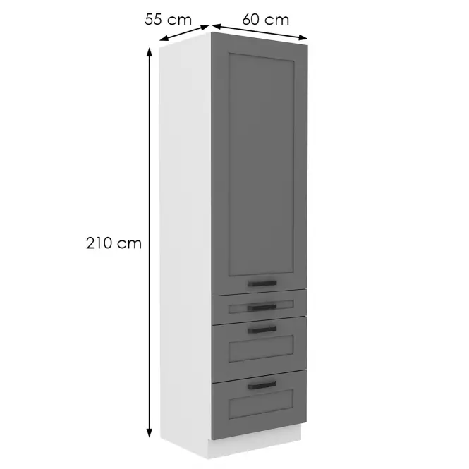 Luna 60DKS-210 3S 1F kuhinjski element 1 vrata + 3 ladice 60x55x210 cm tamno siva/bijela