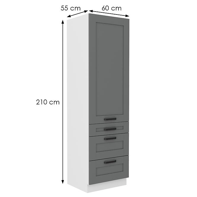 Luna 60DKS-210 3S 1F kuhinjski element 1 vrata + 3 ladice 60x55x210 cm tamno siva/bijela