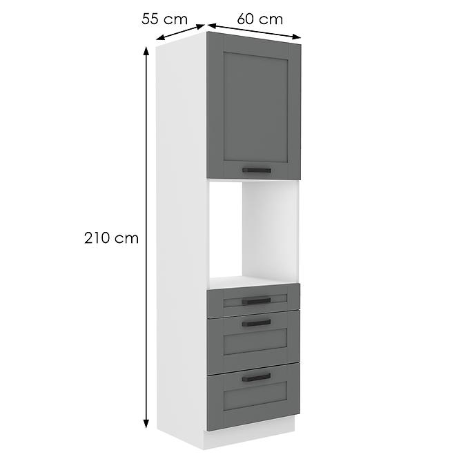 Luna 60DPS-210 3S 1F kuhinjski element 1 vrata + 3 ladice 60x55x210 cm tamno siva/bijela