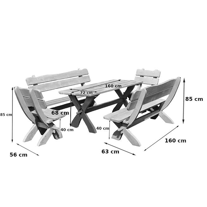 Vrtna garnitura B115 hrast 1+2+2