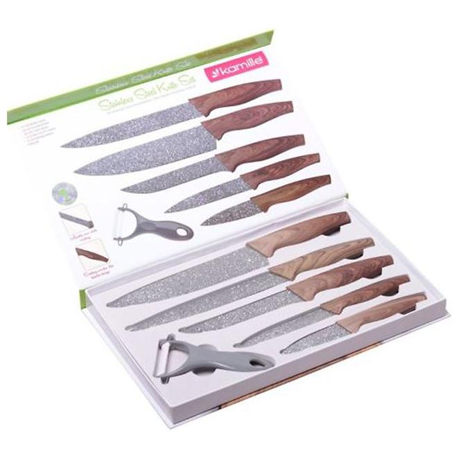 Set noževa + guljač, 6 elemenata u kutiji