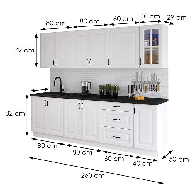 Stilo blok kuhinja 260x52x200 cm bijela
