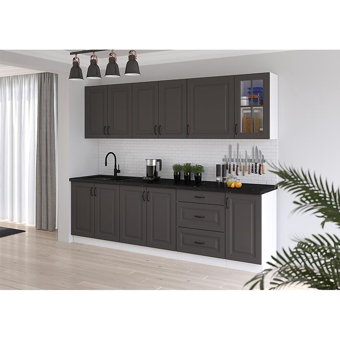 Stilo blok kuhinja 260x52x200 cm siva/bijela