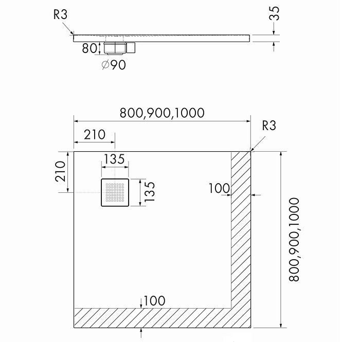 QUTV KADOM GLATKA BIJELA 100X100X3,5 3.3102-M2