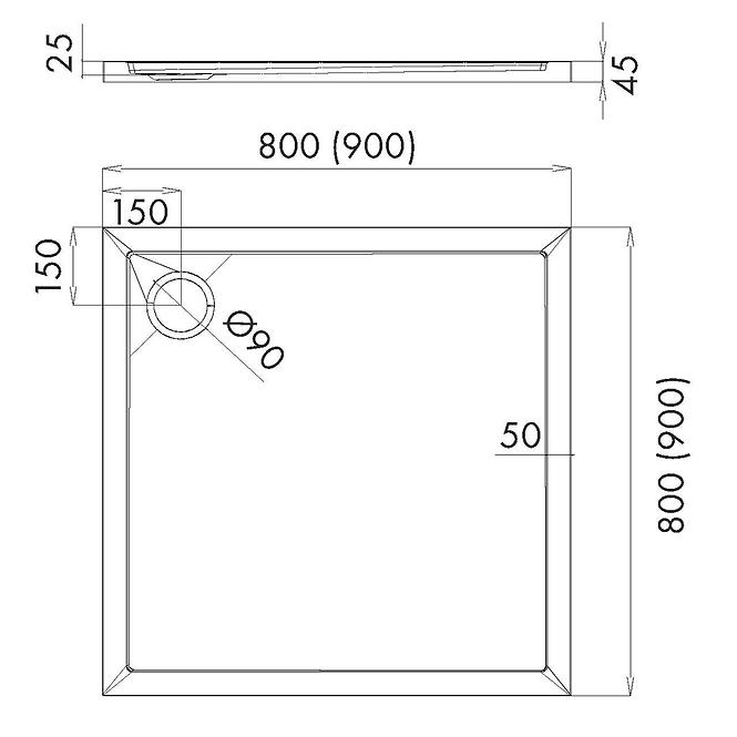 TUŠ KADE CASPER NOVI CRNI KAMEN 80X80X4,5 3.2330/C/S