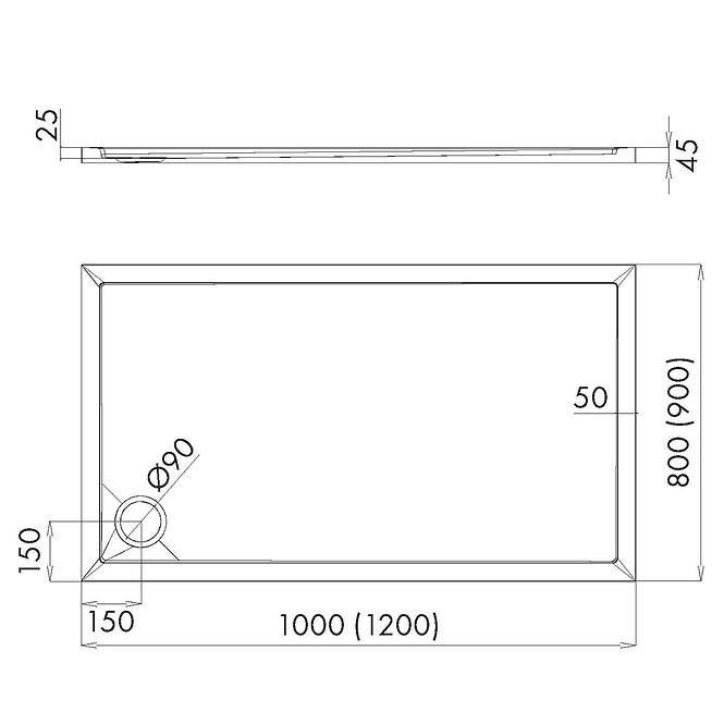 TUŠ KADE CASPER NOVI CRNI KAMEN 80X100X4,5 3.2336/C/