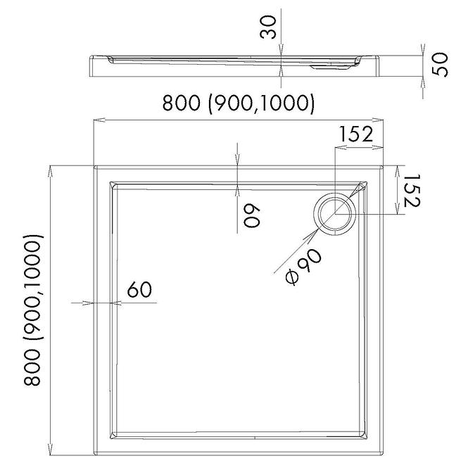 VANICKA STV CRNI KAMEN 80X80X5 ESPERA AQM260CST