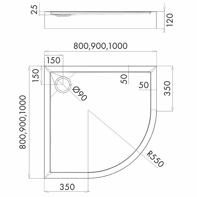 VANICKA POL CRNI KAMEN 80X80X12 R55 ESPERA PLUS AQM463