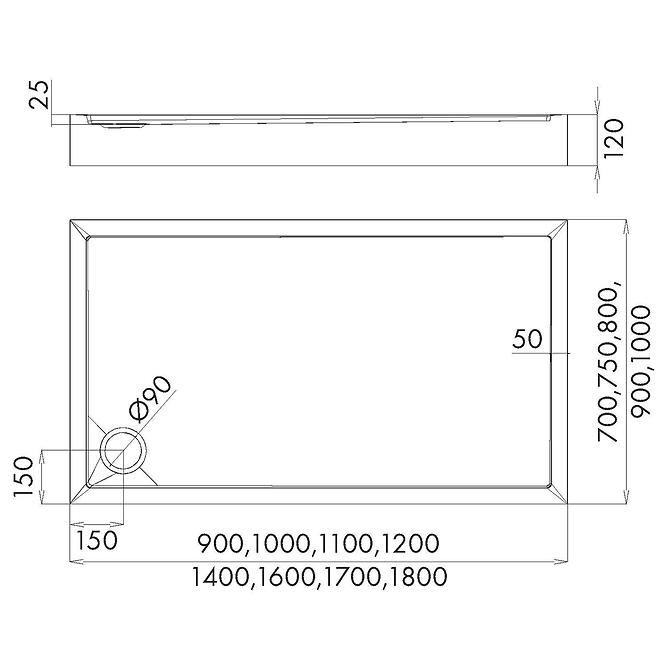 VANICKA STV CRNI KAMEN 80X100X12 ESPERA PLUS AQM4636CS