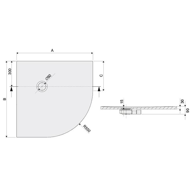 LADICA POLA BP-M/OTVOREN 90X90X1.5 BIEW