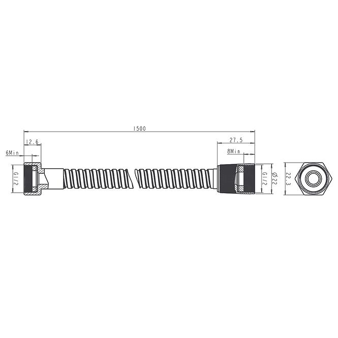 WNS07 ZEBRA CREVO ZA TUŠ 150 CM