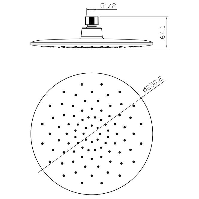 DES12 TIPO GLAVA TUŠA OKRUGLA KROM 25CM