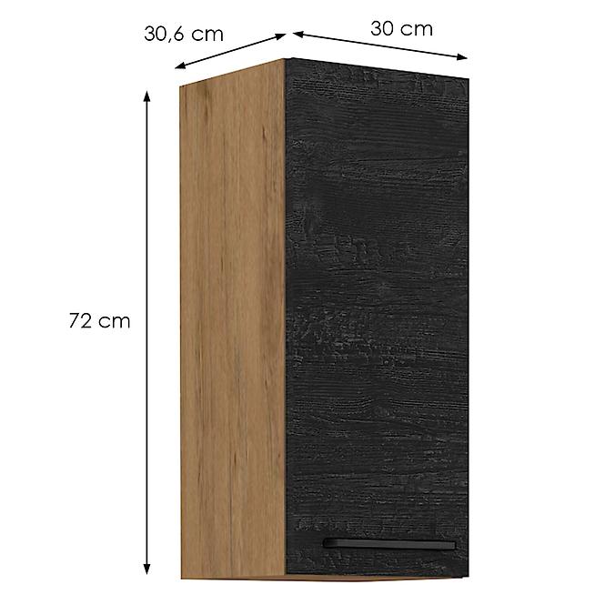 Vigo 30G-72 1F kuhinjski element 1 vrata 30x30,6x72 cm natur (artisan hrast)/tamno sivi