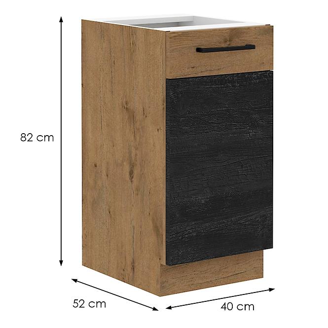 Vigo 40D 1F BB kuhinjski element 1 vrata 40x51,6x82 cm hrast/tamno sivi
