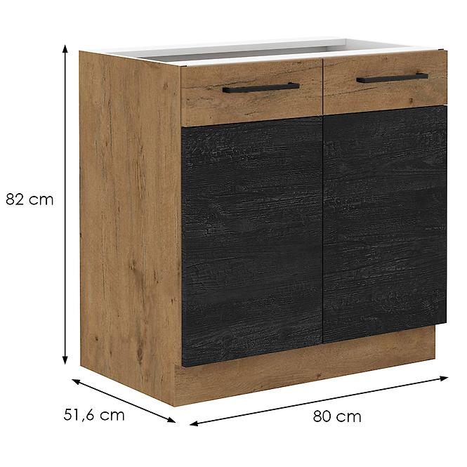 Vigo 80D 2F BB kuhinjski element 2 vrata 80x51,6x82 cm hrast/tamno sivi