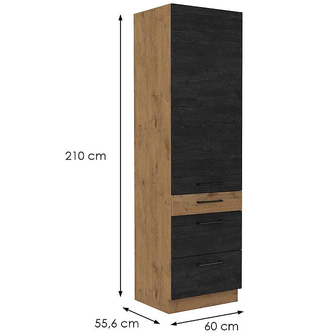 Vigo 60DKS-210 3S 1F kuhinjski element 1 vrata+3 ladice 60x55,6x210 cm hrast/tamno sivi