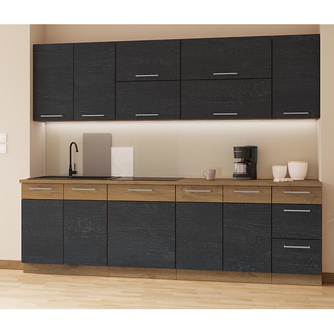 Vigo 60DKS-210 3S 1F kuhinjski element 1 vrata+3 ladice 60x55,6x210 cm hrast/tamno sivi
