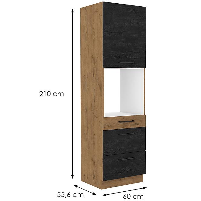 Vigo 60DPS-210 3S 1F kuhinjski element 1 vrata+3 ladice 60x55,6x210 cm hrast/tamno sivi