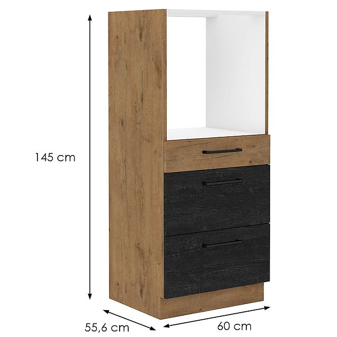Vigo 60 DPS-145 3S BB MB kuhinjski element 3 ladice 60x55,6x145 cm hrast/tamno sivi