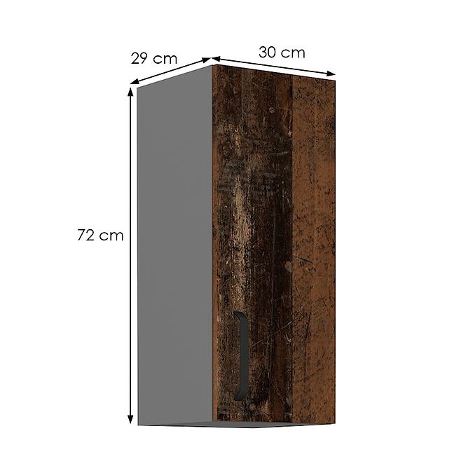 Tessa 30g-72 1f kuhinjski element 1 vrata 30x29x71,5 cm rustik drvo/tamno sivi