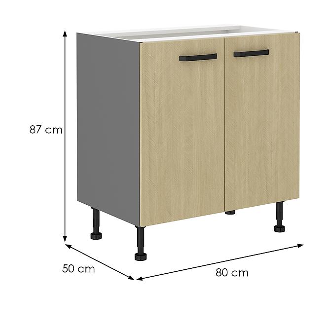 Scandi 80d 2f kuhinjski element 2 vrata 80x50x87 natur/tamno sivi