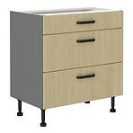 Scandi 80d 3s bb kuhinjski element 3 ladice 80x50x87 cm natur/tamno sivi