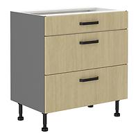 Scandi 80d 3s bb kuhinjski element 3 ladice 80x50x87 cm natur/tamno sivi