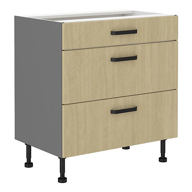 Scandi 80d 3s bb kuhinjski element 3 ladice 80x50x87 cm natur/tamno sivi