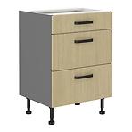 Scandi 60d 3s kuhinjski element 3 ladice 60x50x87 cm natur/tamno sivi