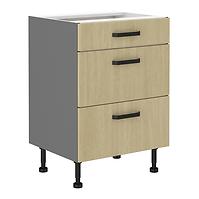 Scandi 60d 3s kuhinjski element 3 ladice 60x50x87 cm natur/tamno sivi