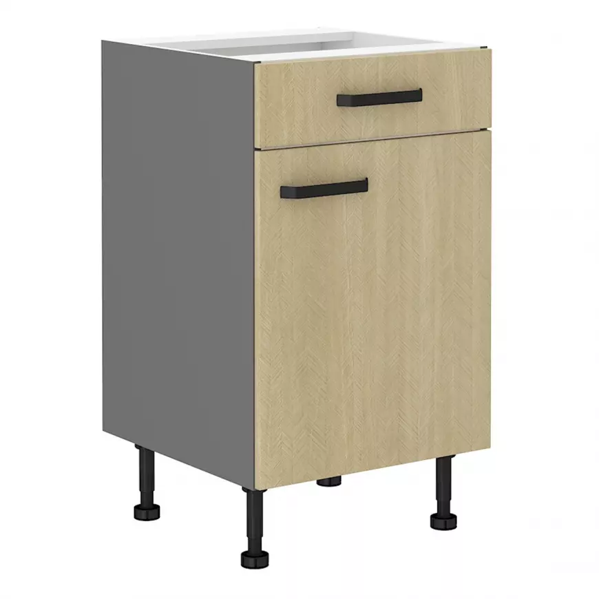 Scandi 50d 1f 1s kuhinjski element 1 vrata+1 ladica 50x50x87 cm natur/tamno sivi