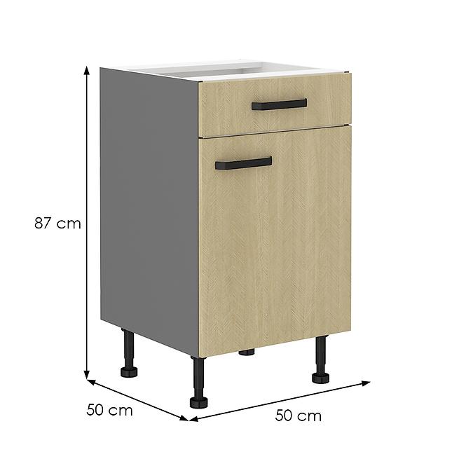 Scandi 50d 1f 1s kuhinjski element 1 vrata+1 ladica 50x50x87 cm natur/tamno sivi